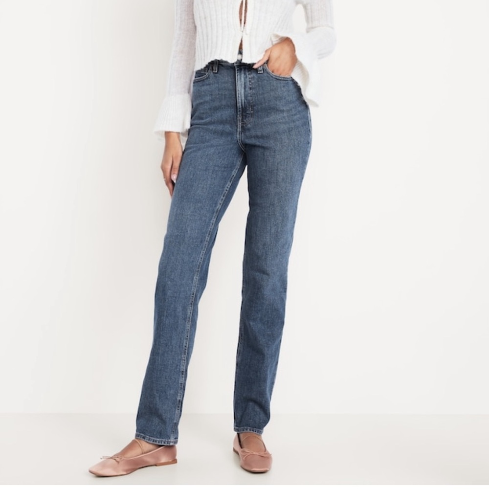 Like new old navy extra high rise straight jeans size 12